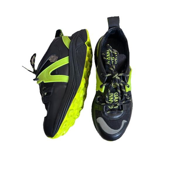 Ganni Green and Black Moto Style Sneaker With Platform | 38 - Picture 2 of 5